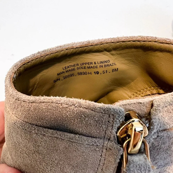 Tory Burch Sophia Tan Suede Block Heel Designer Bohemian Logo Booties 6 WORN - Picture 12 of 12